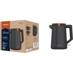 Grundig WK 5320 Kettle, 2200 W Power, 1.7 L Capacity, Cable Storage, 1 Litre, Automatic Shut-Off, Concealed Stainless Steel Heating Element, Grey/Terracotta