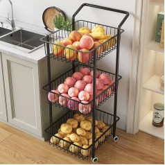COVAODQ Vegetable Rack for Kitchen, Stackable Fruit Basket, Vegetables, Vegetable Shelf for Bathroom, Kitchen, Office (Black)