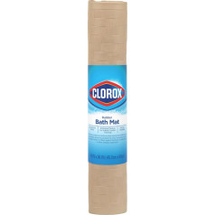 Clorox Rubber Non Slip Bath Mat with Suction Cups, Taupe, 18 x 36 Inches