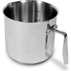 Stainless Steel Milk Pan Suitable for Induction Cookers Steel Handle Made in Italy Diameter 14 cm