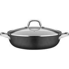 GSW Robusta 716499 Serving Pan 30 cm with Glass Lid Cast Iron Stainless Steel Black