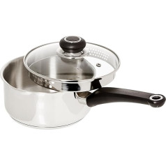 Morphy Richards Equip Pouring Stainless Steel Saucepan with Glass Lid, 18 cm