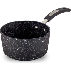 Scoville Neverstick 16cm Non-Stick Milk Pan Double Sided Pourer Suitable for Induction Gas Electric Cookers Speckled Design Black