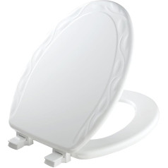 MAYFAIR 134ECA 000 Sculptured Ivy Toilet Seat will Never Loosen and Easily Remove, ELONGATED, Durable Enameled Wood, White