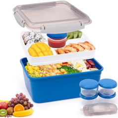 Gohytal Bento Lunch Box, Large 1900 ml, Bento Box with Lid, To Go Salad Lunch Container, Salad Bowl with Dressing Container, Bento Box Lunch Box for Adult/Kids/Students, Microwave and