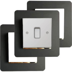 Light Switch Sticker Socket Surround Sticker Cover Decoration Sticker, Acrylic, Plain, Dark Grey, Pack of 3