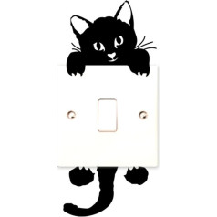 Wall Switch Sticker 1/5/10/15 Pieces Socket Cat Wall Sticker Children's Room Kitten Light Switch Sticker Art Wall Sticker Ornament DIY Wall Sticker Animals Decoration Black (Pack of 1)
