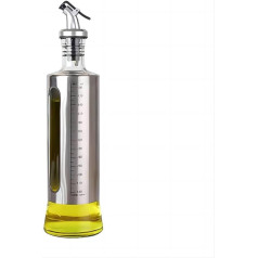 AURMOO Oil Dispenser Bottle, 500 ml Oil Dispenser Bottle, Vinegar and Oil Dispenser, 4 Pieces Oil Bottle, Oil Dispenser with Stainless Steel Cover with Scale for Kitchen, BBQ, Baking