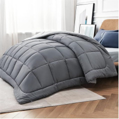 BEDSURE Duvet 135 x 200 cm, All-Season Duvet Reversible Quilt - Oeko-Tex Certified 300 GSM 4 Seasons Duvet 135 x 200 cm, Grey, Soft, 100% Polyester Sleeping Blanket for Allergy Sufferers