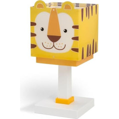 Dalber Children's Table Lamp, Bedside Lamp, Little Tiger Animals, Yellow, 64561, E14