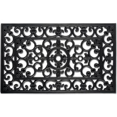 DII Indoor Outdoor Rubber Easy Clean Entry Way Welcome Doormat, Floor Mat, Rug for Patio, Front Door, All Weather Exterior Doors, 18 x 30 - Scroll