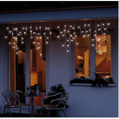 hellum LED Fairy Lights Curtain Outdoor, Extendible Light Curtain with Socket, Basic Set with 3 m Power Cable, 1.9 x 0.6 m, 80 LEDs, Cable White Christmas Lighting for Garden, 59 Lumen, Party 555400