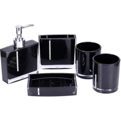 Acrylic Lotion Bottle Family Emulsion Bottle Soap Dispenser Bathroom Accessories Set Zahnbürstenhalter Soap Dish Wash Set Lebensmittelaufbewahrungsbehälter (Color : Purple) (Black)