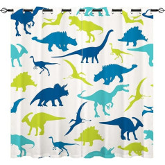 YUANZU Children's Dinosaur Curtains Boys Colourful Dino Animals Eyelet Curtains with Opaque Curtain Cold Protection Blackout Curtain Children's Room Bedroom Blackout Window Pack of 2 H 160 x W 106 cm