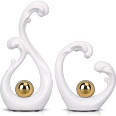 White and Gold Decor Modern Abstract Art Statue and Sculpture, for Living Room Decor and Accessories, Stylish Centerpiece TV Stand Coffee Table Kitchen Bedroom Entrance, Adornos para Mesa De