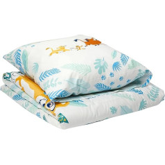 ROI Lion Bed Linen, Duvet Cover 140 x 200 cm, Pillowcase 63 x 63 cm, 100% Cotton, Jungle