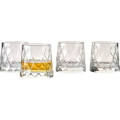 Leafy Old Fashioned Special Design Premium Heavy Base Whisky Glass, 300 ml, Set of 4