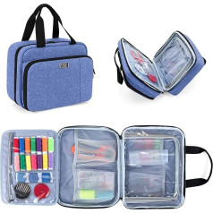 Luxja Sewing Organiser Bag, Sewing Kit Storage, Sewing Machine Accessory Bag for Sewing Thread, Sewing Needles and Sewing Accessories (without Accessories), Blue