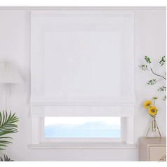 ESLIR Roman Blind with Velcro Tape Plain Curtains Kitchen Opaque Roman Curtains Living Room Ribbon Blind with Velcro Rail White W x H 100 x 140 cm 1 Piece