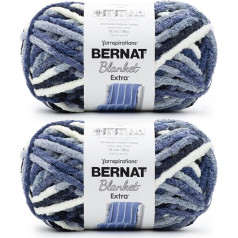 Bernat Blanket Extra Faded Blues Yarn - 2 Pack 300g - Polyester - 7 Jumbo - 90 Metres - Knitting, Crochet, Crafts and Amigurumi Chunky Chenille Yarn