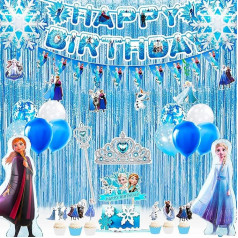 Frozen Birthday Decoration, 55 Pieces Frozen Birthday Decoration Set, Elsa Birthday Party Decoration Banner, Anna and Elsa Birthday Decoration Balloon Cake Decoration etc. Frozen Theme Birthday Party