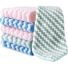 Pack of 6 Soft and Smooth Microfibre Cleaning Cloths, Super Absorbent 25 x 25 cm Microfibre Cloths, Reusable Microfibre Cloth, Suitable for Windows, Cars, Kitchens, Bathrooms, Mirrors, Family