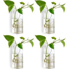 NUPTIO Set of 4 Crystal Glass Wall Hanging Flower Vase Planter Terrarium Container Flower Pot