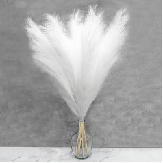 Hohes Pampasgras, künstliches Pampasgras, 100 cm, 5 Stück, künstliches Pampassgras, Dekoration für Vasenfüller, Zuhause, Büro, Hochzeit und Veranstaltungen, Boho-Dekor, Weiß
