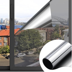 Self-Adhesive Sun Protection Window Film, Yalojan Double-Sided Silver Mirror Film Sun Protection Film Interior for Heat Insulation, 99% UV Protection and Privacy Protection for Office and Home (60 x