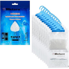 Belaco Set of 12 Hanging Dehumidifiers, 230 g, Moisture Absorber, Dehumidifier for Home, Ideal for Removing Moisture & Condensation, Bedroom, Wardrobe, Kitchen, Basement, Office