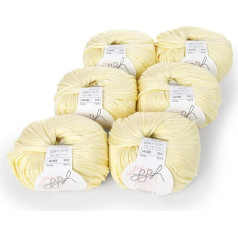 ggh Tivoli Box of 6 Balls ggh Tivoli - Soft Cotton Blend Yarn - Total 300 g Wool (6 x 50 g) Colour 012 - Pastel Yellow