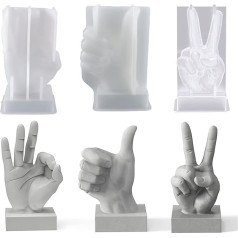 Woohome Pack of 3 Candle Holder Silicone Mould Casting Mould, Large OK Gesture Resin Silicone Moulds Epoxy Resin Finger Resin Moulds for Home Decoration, Candle Soap Moulds