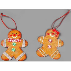 Christmas Tree Hanging Decorations Traditional Gingerbread Cookies Couple Man Lady Christmas Tree Wall Decoration Ornaments 12 Pieces Set