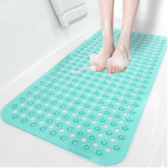 XIYUNTE Bath Mat Non-Slip 88 x 40 cm Non-Slip Bath Shower Mat BPA Free Bath Mat Mould Resistant Machine Washable Bath Mat Transparent Green