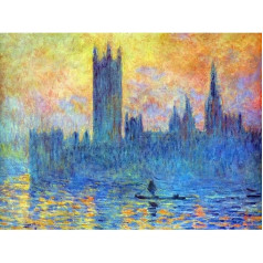 Wee Blue Coo Monet London Parliament Winter Old Master Painting Art Print Poster Wall Decor Kunstdruck Poster Wand-Dekor-12X16 Zoll