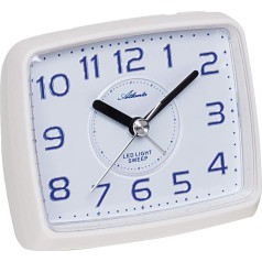 Atlanta 1979-0 Alarm Clock without Ticking with Light Analogue White