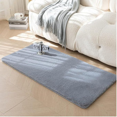 Evitany Rug Faux Fur Fluffy Fur Rug Faux Fur Washable Rug for Bedroom Children's Room Living Room (80 x 150 cm, Grey)