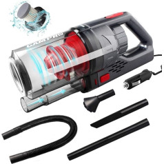 GAMPRO 6000PA Car Vacuum Cleaner Handheld Vacuum Cleaner 4 in 1 Nozzles 150W 12V 4.5M Cable Detachable HEPA Filter Low Noise Wet/Dry Car Vacuum Cleaner