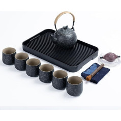 TEANAGOO Complete Japanese Tea Set with Tray, Charcoal Grey, Teapot Set, China Tea Set, 1 Teapot (700 ml/25 oz) + 6 Tea Cups (205 ml/7.2 oz), U1, Tea Set, Teapot with Cup