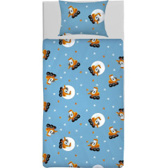 LINGEN Bagger Ben Toddler Bedding Set - 2-Piece Blue 100% Cotton Soft and Breathable - for Boys and Girls - Duvet Cover 100 x 135 cm, Pillowcase 40 x 60 cm