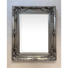 DOWNTON INTERIORS Abgeschrägter Wandspiegel, Glas, Silber, 53 x 43 cm