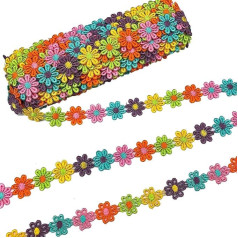 CENPEK Daisy Lace Ribbon 13 Meters 1 Inch Wide Rainbow Sewing Craft Lace for Wedding Bridal Decoration DIY Sewing Embellishment