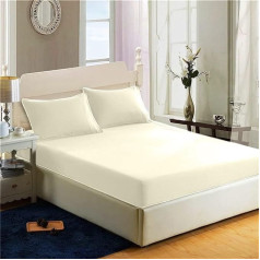 100% Egyptian Cotton 200 Thread Count Extra Deep Fitted Sheet 40CM Luxury Ultra Soft Flat Sheet Deep Pocket Stretch Up to 16