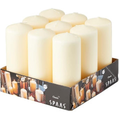 SPAAS Pack of 9 Pillar Candles 60/150 mm ± 45 Hours Unscented - Ivory