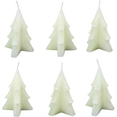 Set of 6 Candles in Christmas Tree Shape Approx. 8 x 6.5 cm Christmas Tree in White Rustic