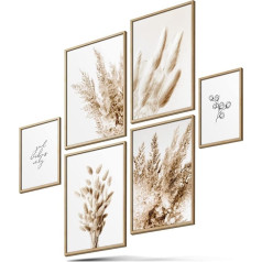 Blckart Infinity Beige Love Poster Set, Stylish Double-Sided Pampas Poster, Living Room Decoration, 4 x A3, 2 x A4, Without Frame