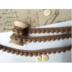 Pearl Pom Pom Pom - Best Quality Pompoms *Size Mini 10mm x 1m - 26 Colours (Price Per Metre) Dark Beige
