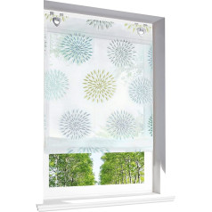 Bailey Jo Roman Blind With Circle Motif Print Design, Transparent Voile Curtain