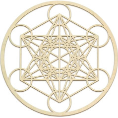 Fourth Level Mfg. Designs Metatron Cube, Wooden Wall Art, Interior Decoration, Sacred Geometry Art, Wooden Sculpture, Wall Decorations Hangs, 12 Inches, Natural Wood