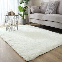 FREOSEN Living Room Rug Shaggy 160 x 230 cm White Bed Rug Soft Long Pile Living Room Bedroom Sofa